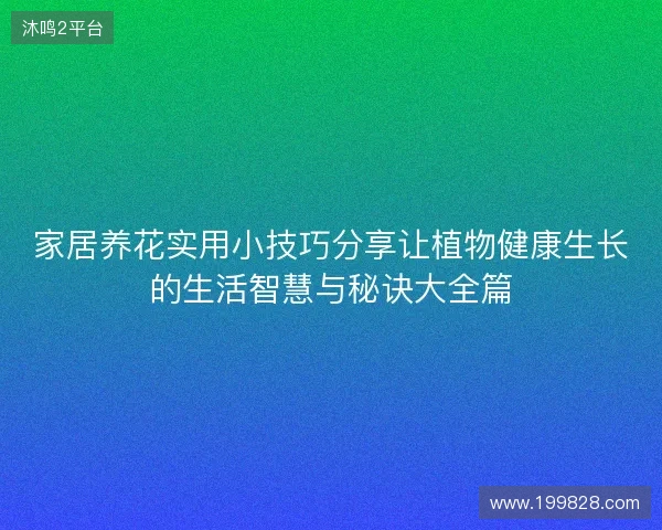 家居养花实用小技巧分享让植物健康生长的生活智慧与秘诀大全篇
